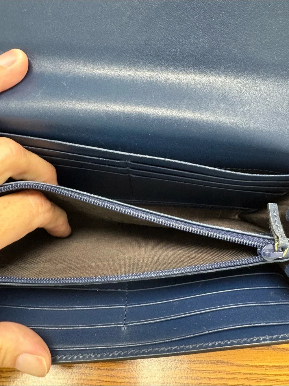 Gucci Navy Blue Guccissima Leather Flap Wallet 410100